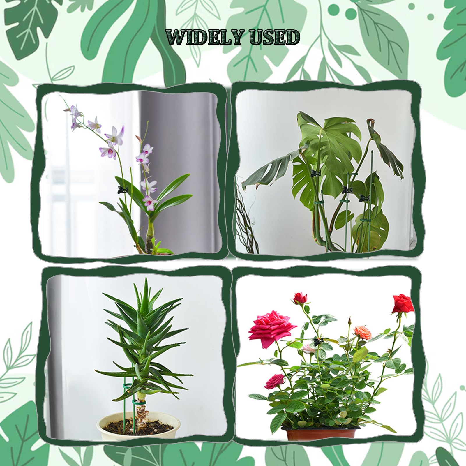 165Pcs Adjustable Plant Stakes, 30Sets Garden Plant Support Sticks, 30Pcs Fiberglass Plant Pole Stand, 60Pcs Rings, 60Pcs Clips, 15Pcs Connectors for Potted Plant Flower Tomato Orchid Vegetable