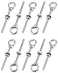 QWORK 10 Pack Eye Bolt, T316 Stainless Steel Marine Grade Threaded Eyebolts, 1/4"x3" Lifting Ring Threaded Eyebolts with Nuts Washers