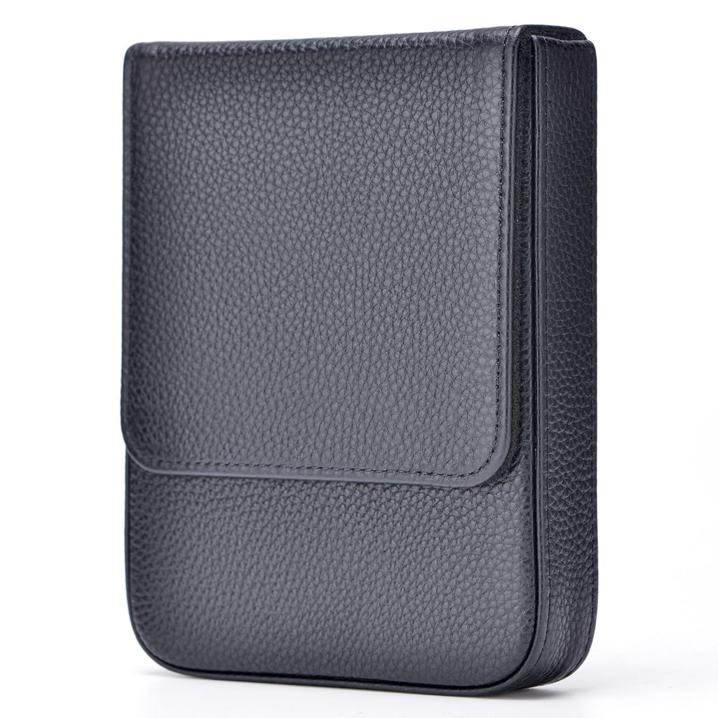 Lanxivi Fountain Pen Cover Genuine Leather Organizer Portable Pen Pouch Drawer Style, Black-6 Slots, 6 Slot, 6 Slots