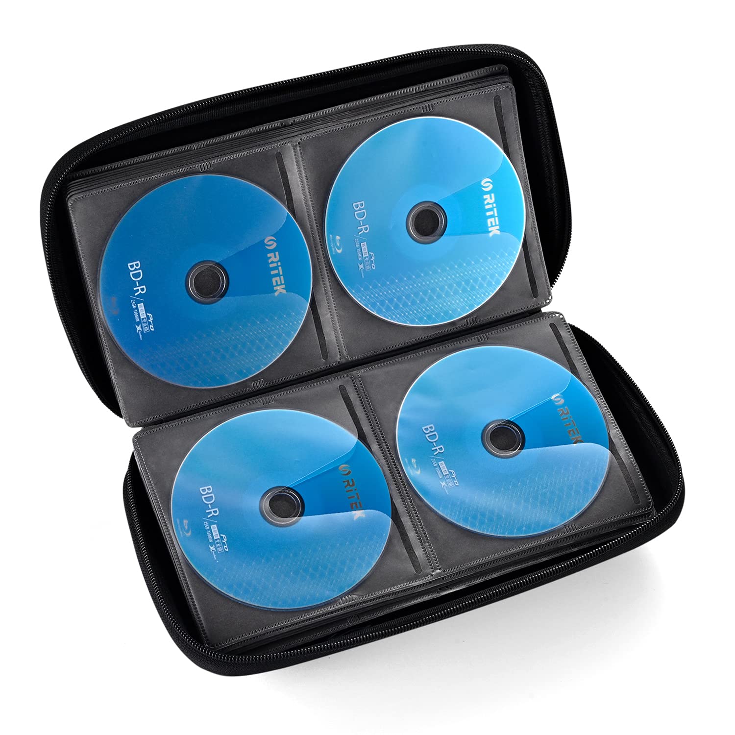 LIOVODE DVD Case, 96 Capacity EVA CD Case Holder Storage Organizer Portable Protective DVD Wallet Holder for Car (96 Capacity, Black96)