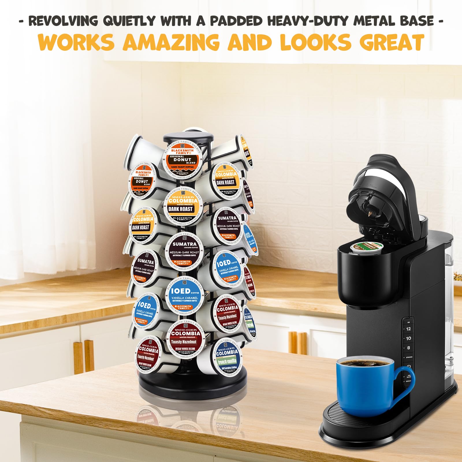K cup holders k cup holder K Cups Holder,K Cup Carousel, Coffee Pods Storage Organizer Stand,Comes All in One Piece,No Assembly Required,1 Count