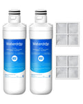 Waterdrop LT1000PC ADQ747935 Refrigerator Water Filter and Air Filter, Replacement for LG® LT1000P®, LMXS28626S, LFXS26973S, LFXS26596S, LFXS28596S, ADQ74793501, ADQ74793502 and LT120F®, 2 Combo