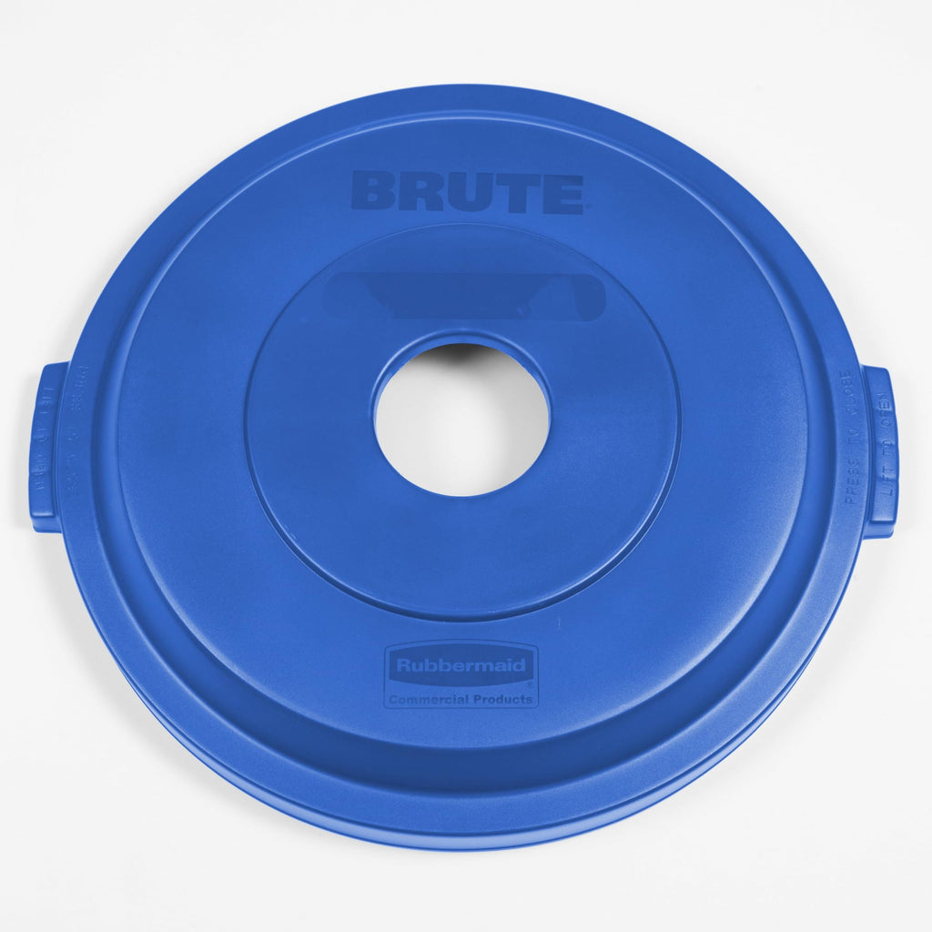 Rubbermaid Commercial BRUTE Heavy-Duty Round Waste/Utility Container 32-gallon Bottle/Can Recycling lid Blue Compatible with Rubbermaid BRUTE 32-Gallon Can
