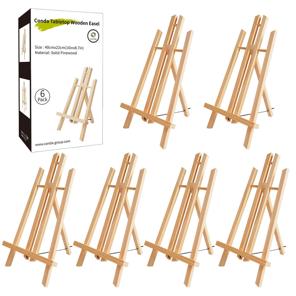 CONDA 6 Pack 16" Tabletop Display Easel, Portable A-Frame Tripod Display Easel for Painting Party & Displaying Canvases, Photos, Display Tripod Holder Stand for Students Kids Beginners