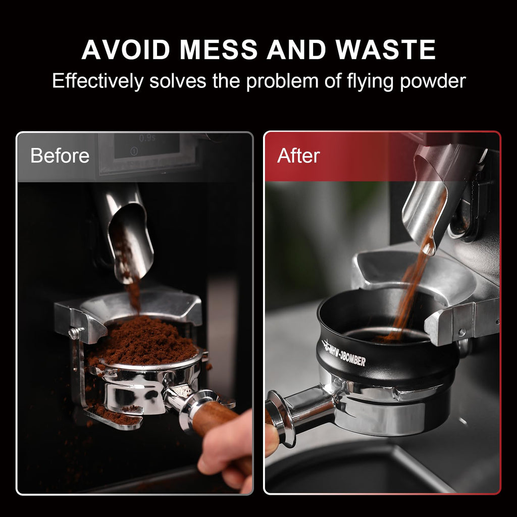 MHW-3BOMBER 58 mm Espresso Dosing Funnel Magnetic Coffee Dosing Ring Portafilter Funnel Barista Tools Compatible with 58 mm Portafilter DR5546B-OS