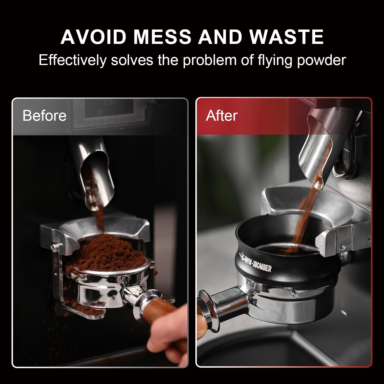 MHW-3BOMBER 58 mm Espresso Dosing Funnel Magnetic Coffee Dosing Ring Portafilter Funnel Barista Tools Compatible with 58 mm Portafilter DR5546B-OS