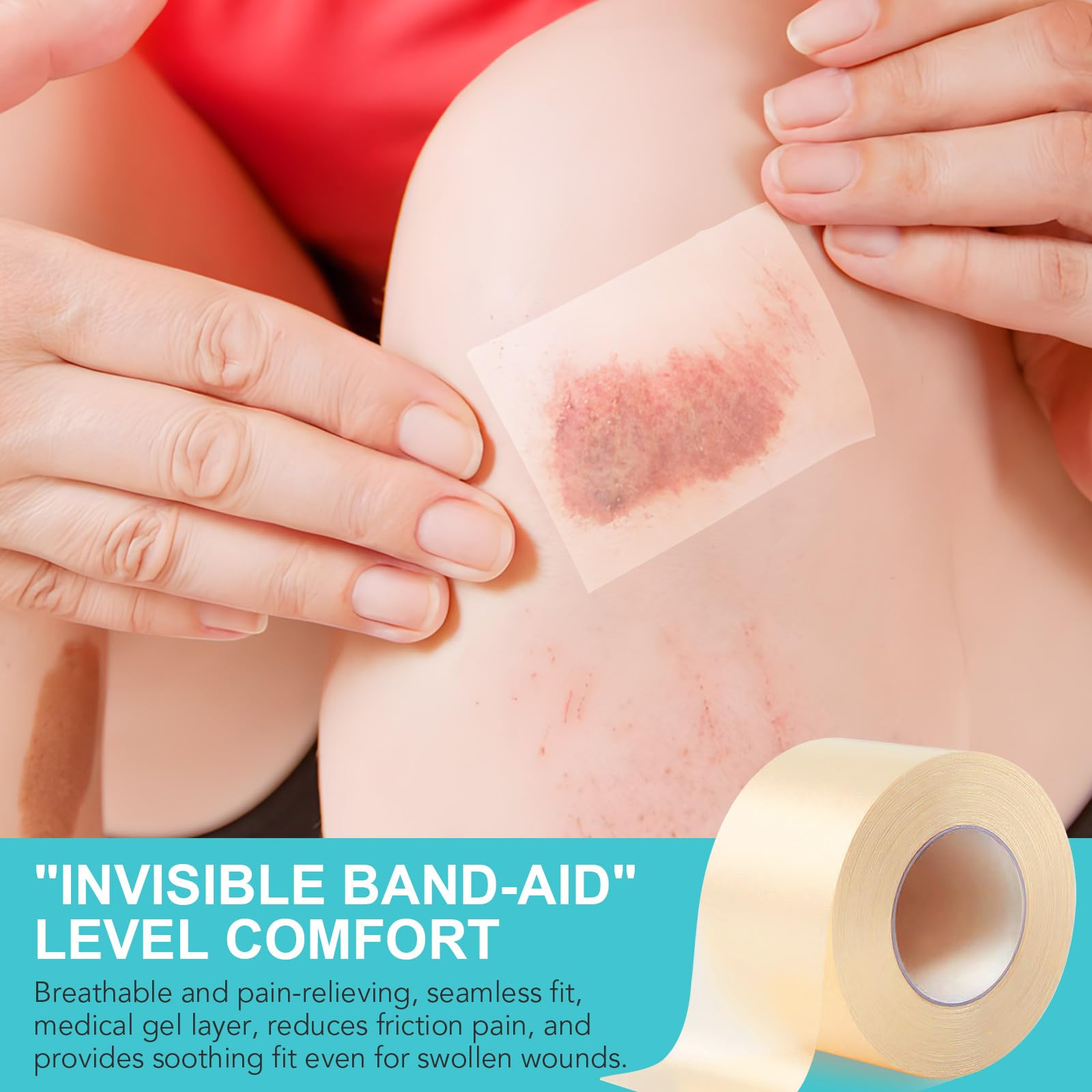 Hydrocolloid Bandages Roll for Wound Care-Cut-to-Size, Hydrocolloid Patch Bandages with Self-Adhesive, Ultra Absorbent Skin-Friendly for Blisters, Acne, Minor Wounds