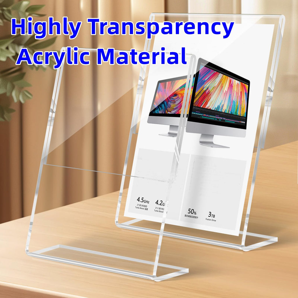 Acrylic Sign Holder, 3 Pack 5x7" Clear Display Table Sign Stand, L-Shape Plastic Message Board Stand for Exhibition, Office, Store, Restaurant