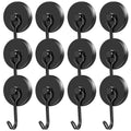 MIKEDE Magnetic Hooks, 110LB Swivel Magnetic Hooks Cruise, Black Magnet Hooks Heavy Duty for Hanging, Grill, Cruise Cabins, Refrigerator, Grill, Kitchen, Locker - Pack of 12