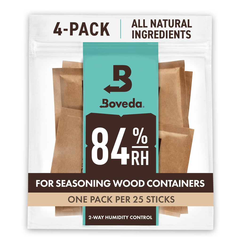 Boveda For Seasoning Two-Way Humdity Control Packs – 84% RH to Season a Wood Humidifier Box (Small- to Medium-Size, Up to 100-Count) – Size 60 – 4 Pack in a Resealable Bag