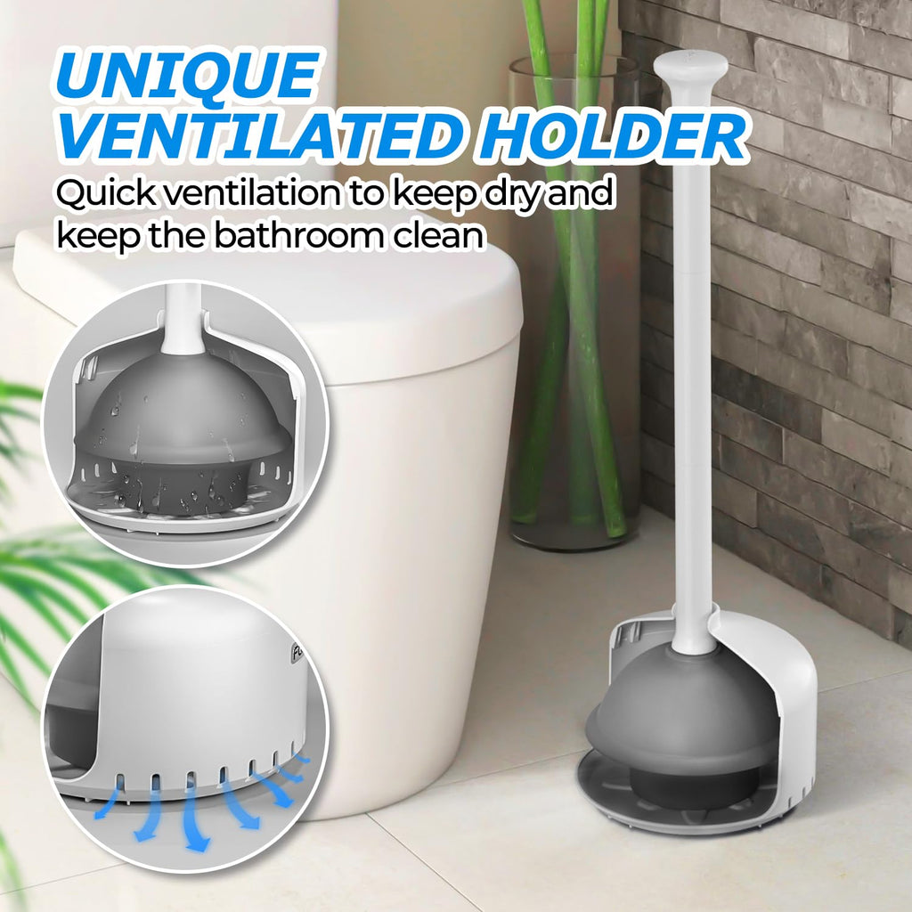 FORASTO Toilet Plunger with Holder，Plungers for Bathroom with Holder, Toilet Plunger Heavy Duty，Bathroom Plunger，Bathroom Decor，Bathroom Accessories，Toilet Bowl Cleaners,18-1/2inch