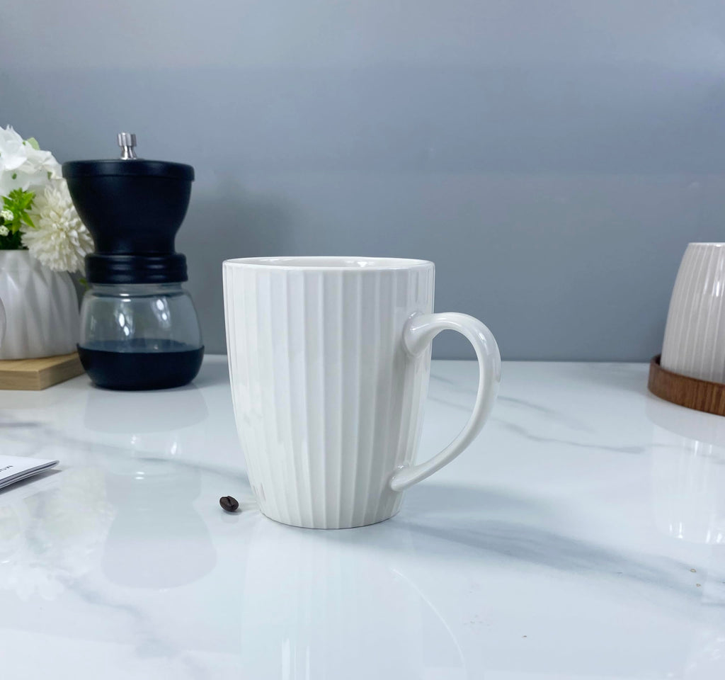 MIWARE 11 Ounce Porcelain Mugs, Set of 6 Coffee Mugs for Tea, Milk, Hot Cocoa, White