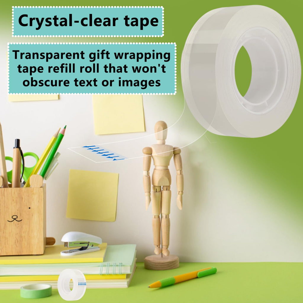 AMKIOKIO 24 Rolls Transparent Tape Refills, 1'' Core, Clear Tape, All-Purpose Transparent Glossy Tape for Office, Home, School
