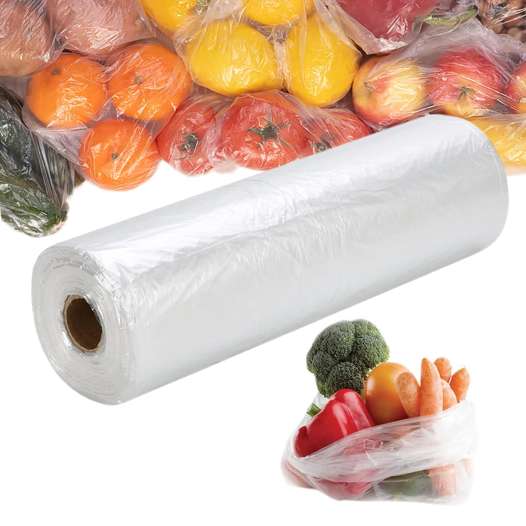 PAPRMA 12” x 20” Plastic Produce Bags 1 Roll, Clear Food Storage Bags 350pcs on a Roll, Clear Produce Bags for Food Vegetable Bread Fruit Meat