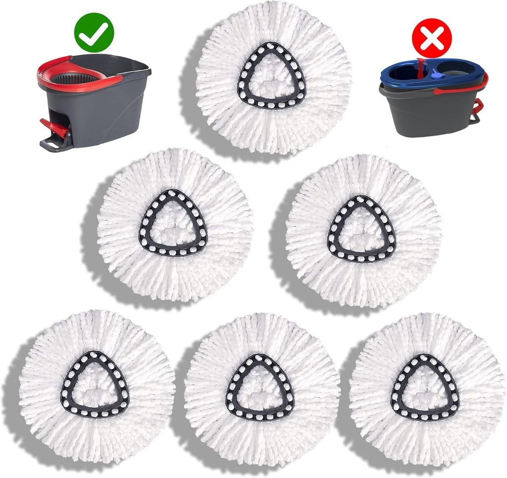 6 Pack Spin Mop Replacement Heads, Mop Refill Replacement for Spins Moop, Washable Microfiber Mops Replace Heads Mop, , Microfiber, Easy to Replace, Spinning Moppe Replace Head for Floor Cleaning
