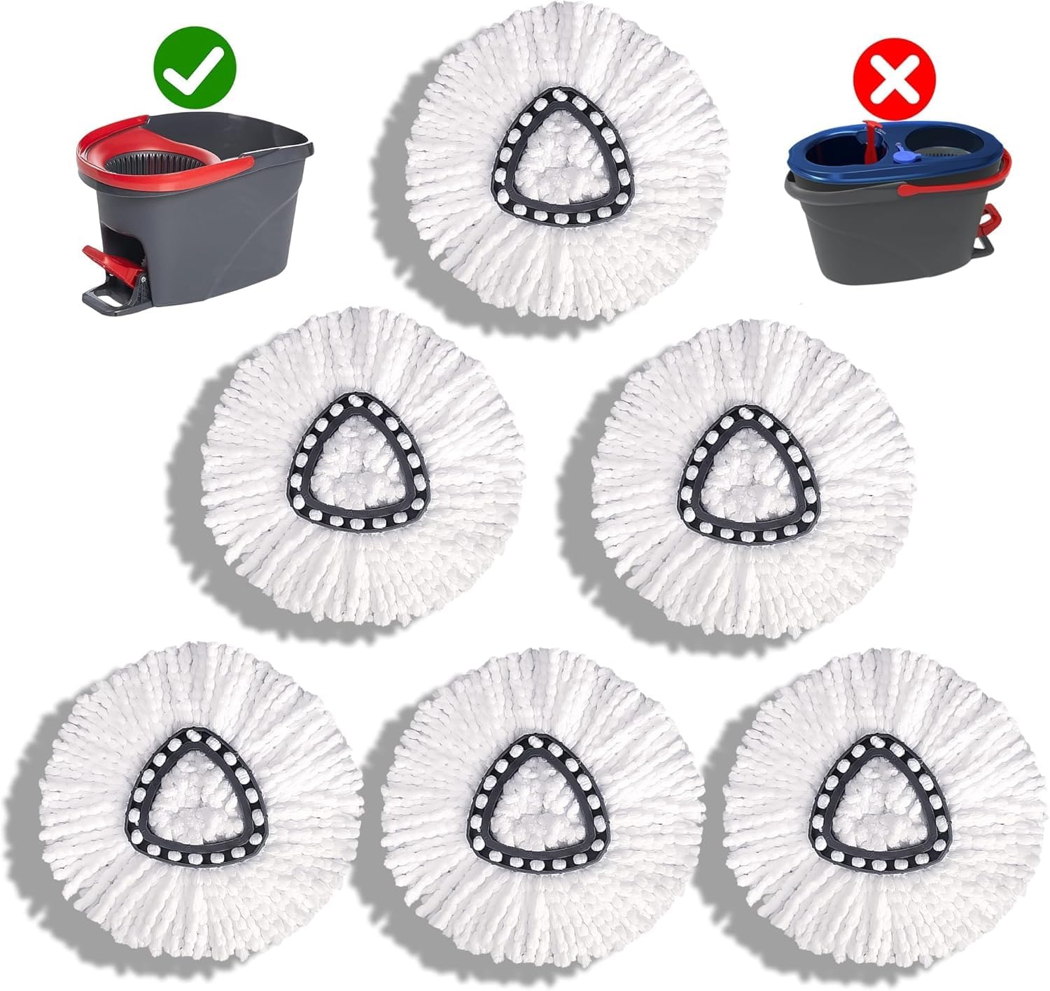 6 Pack Spin Mop Replacement Heads, Mop Refill Replacement for Spins Moop, Washable Microfiber Mops Replace Heads Mop, , Microfiber, Easy to Replace, Spinning Moppe Replace Head for Floor Cleaning