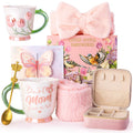 Mothers Day Gifts for Mom, 7Pcs Mom Gifts Set – 18Oz Tulip Embossed Pearlescent Glaze Best Mom Ever Mug, Spoon, Headband, Socks, Jewelry Box, Card, Gift Box – Birthday Gift for Mom from Daughter, Son
