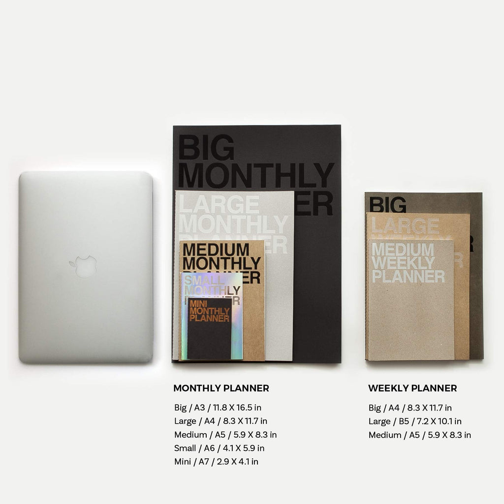 JSTORY Small Monthly Planner Set of 2 Undated Column Format Eco Friendly Customizable Handy A6 16 Months 18 Sheets Each Kraft