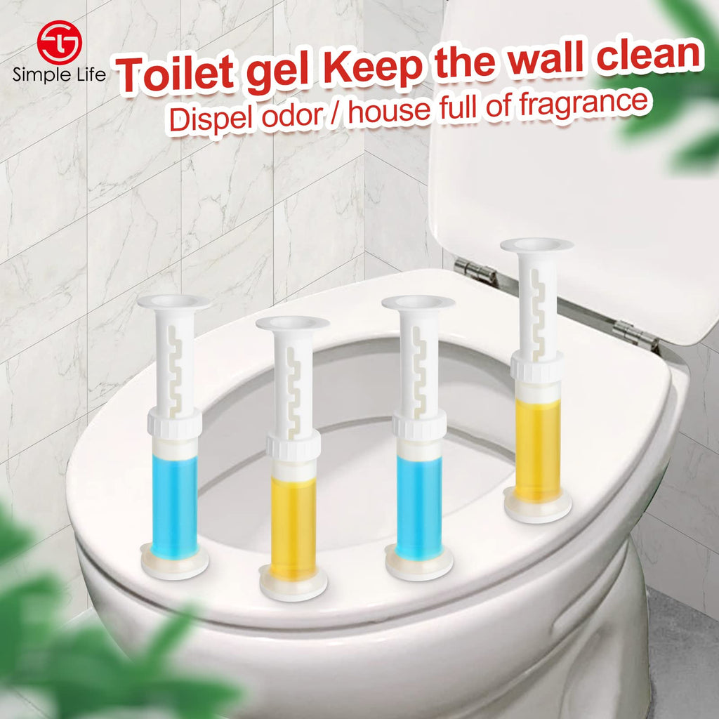 Simple Life Fresh Flower Stamp Toilet Gels, Variety Pack, Stops Limescale and Stains with Air Freshening Scent, Deodorizing Clean (32 Count (Pack of 1), Blue & Yellow)
