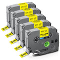 Unismar Compatible Label Tape Replacement for Brother TZe-631 TZe631 TZ631 for PT-D200 PT-D210 PT-D600 PT-D400 PT-H100 PT-H110 PT-1280 Label Maker, 1/2 inch x 26.2 feet, Black on Yellow, 5-Pack