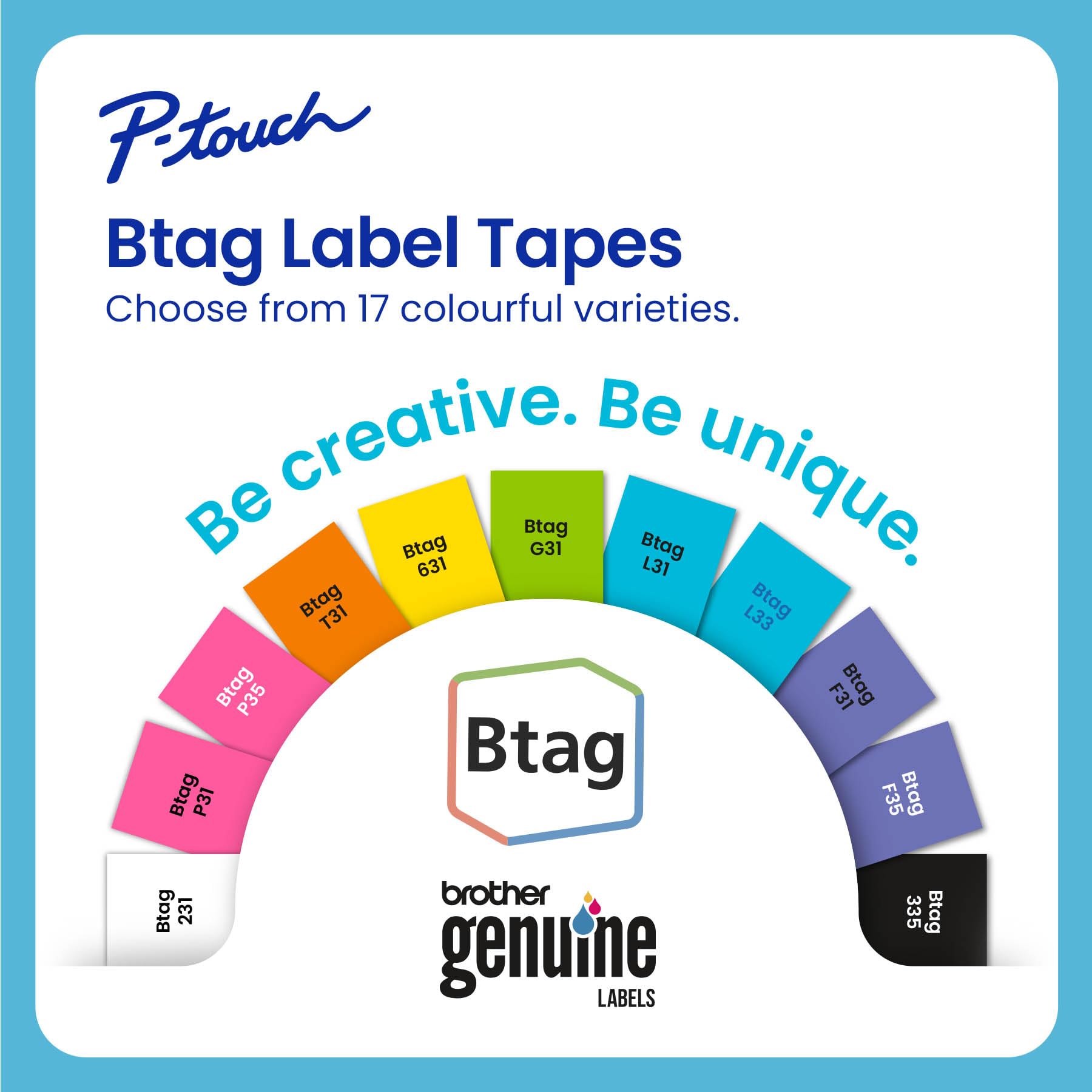 Brother p-Touch 12mm Label Maker Tape Genuine Btag- 3M01 P-Touch Label Tape for P-Touch PT-N10, PT-N20 and PT-N25BT, Btag Series, Non-Laminated, Clear and Black