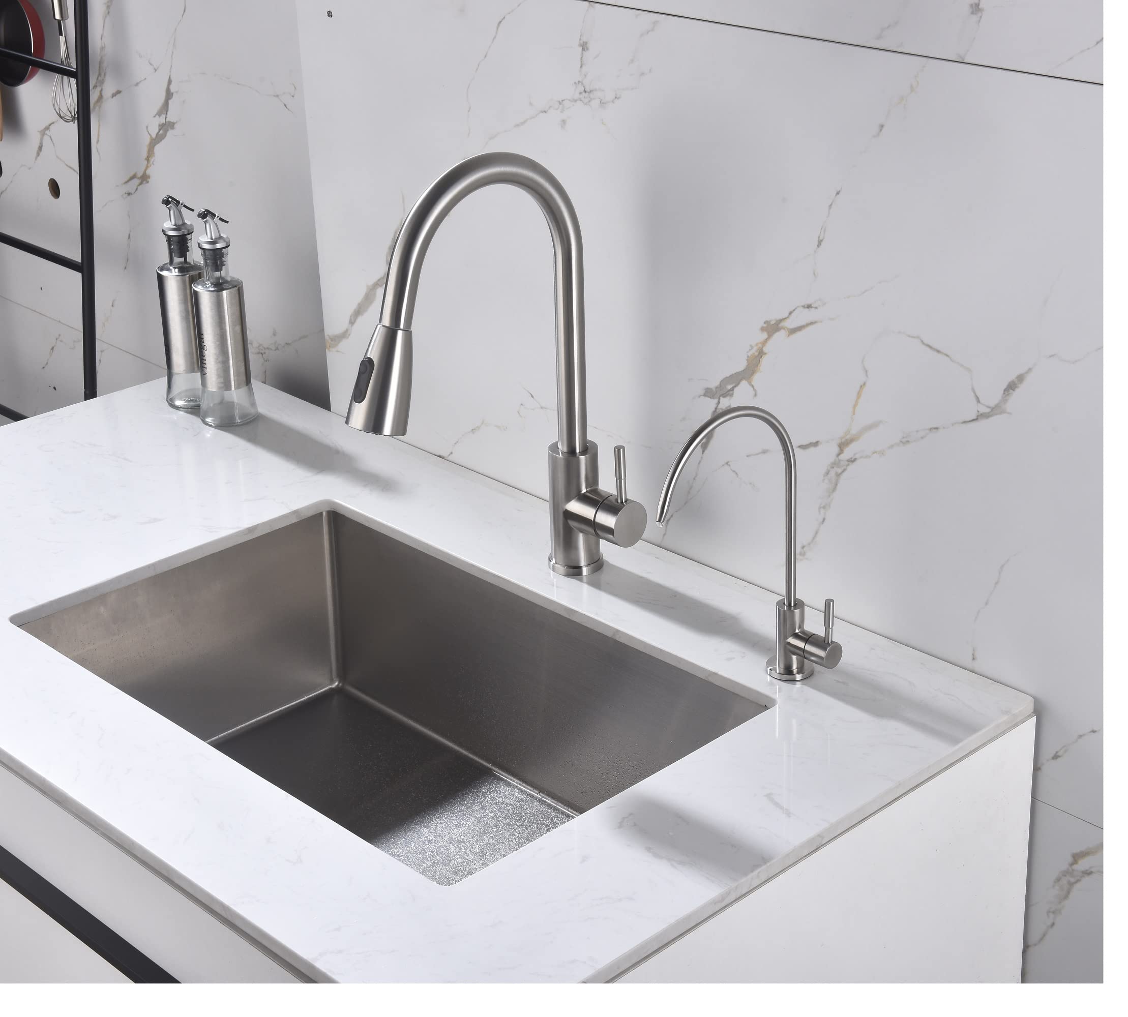 Apaix Drinking Water Faucet Brushed Stainless Steel, Kitchen Water Purifier Faucet Brushed Nickel for Non-Air Gap Reverse Osmosis Water Filtration System