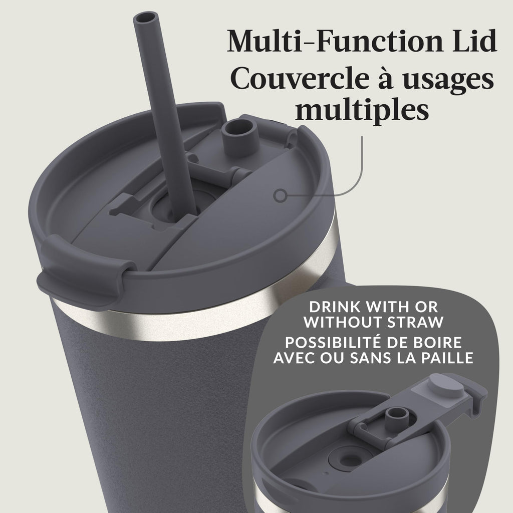 Contigo Streeterville Tumbler, 40 oz (1.18 L), Insulated Stainless Steel Water Bottle with Straw and Leak-Proof Lid, Darkstone