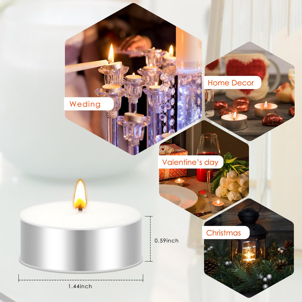 Tea Light Candles 100 Bulk Pack Tealight Candles Unscented Paraffin Candles for Wedding, Christmas, Home Decorative, Outdoor - 4 Hour Burn Time
