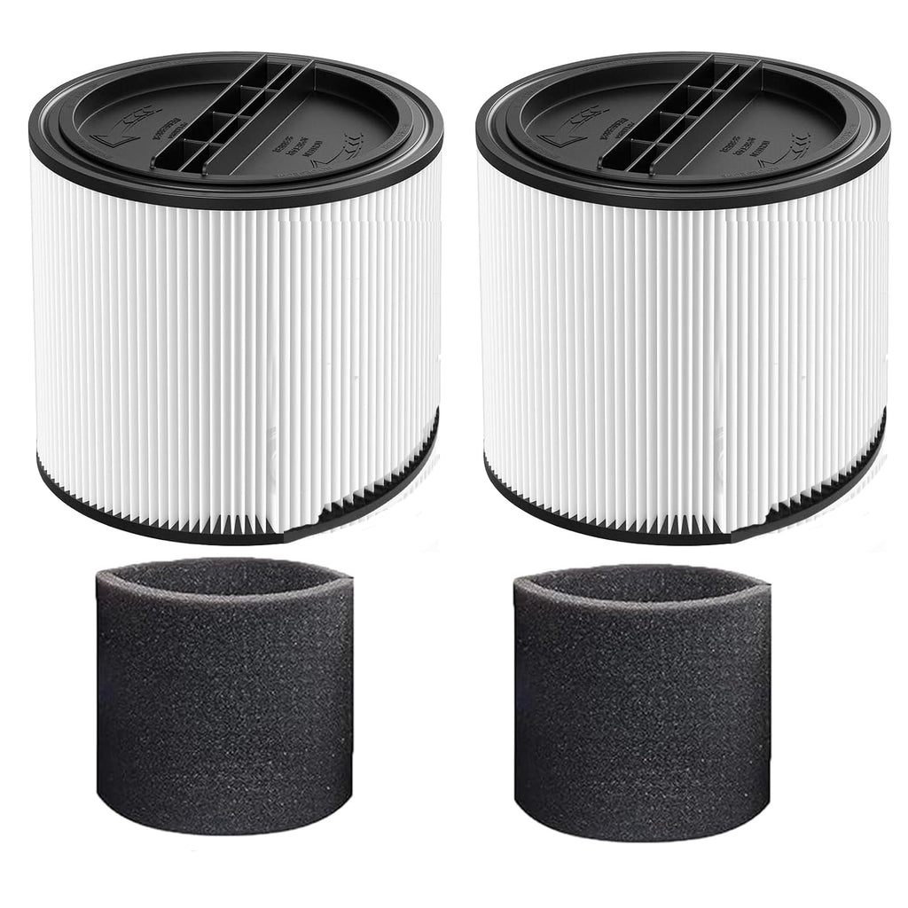 2Pack 90304 Replacement Filter Kit Compatible with Shop Vac Cartridge Filter 90350 90304 90333 90585, Fits Most 5 Gallon and above Wet Dry Vacuum Cleaner