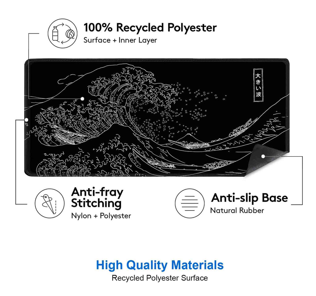 IMAYONDIA Great Wave Japanese Large Mouse Pad (90 x 41 cm) - Anime XXL Game, Extended Kanagawa Extended, Non-Slip Rubber Base, Long Format