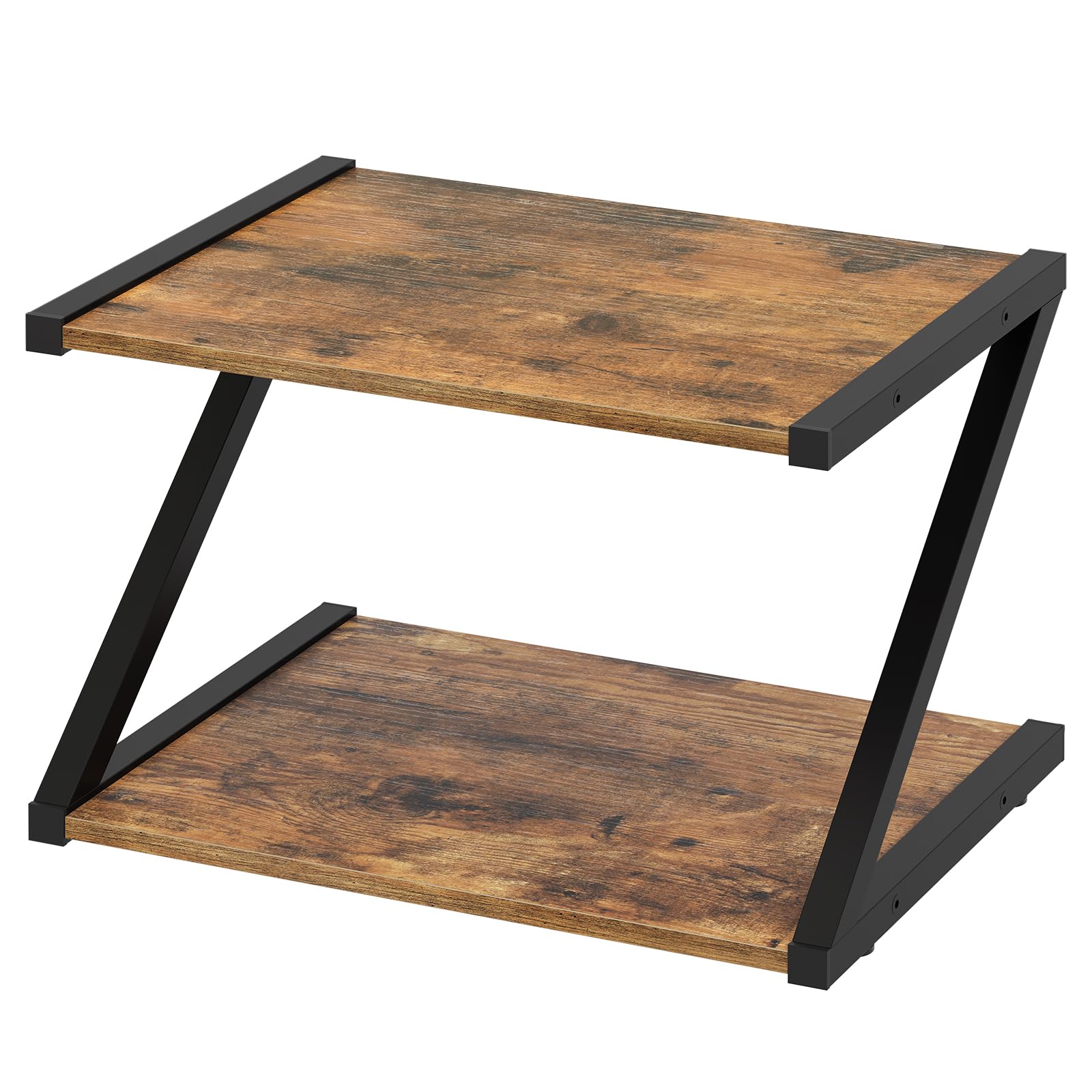 YATINEY Desktop Printer Stand, 2-Tier Printer Table with Storage Shelf, Under Desk Printer Stand for Home Office, Open Organizer Shelf, Easy Assembly, Rustic Brown PS02BR