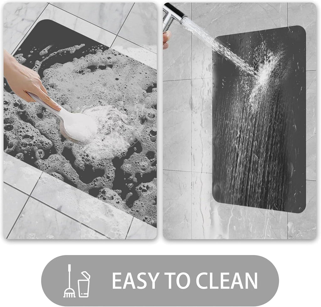 LYGLIGH Ultra Thin Door Mat Indoor Entrance, 1/10 in Thin Door Mats for Inside Entry, Non-Slip Rubber Backing Washable Doormat, Fade Resistant, Absorbent, Low Profile Dirt Trapper, 43X77CM,Grey