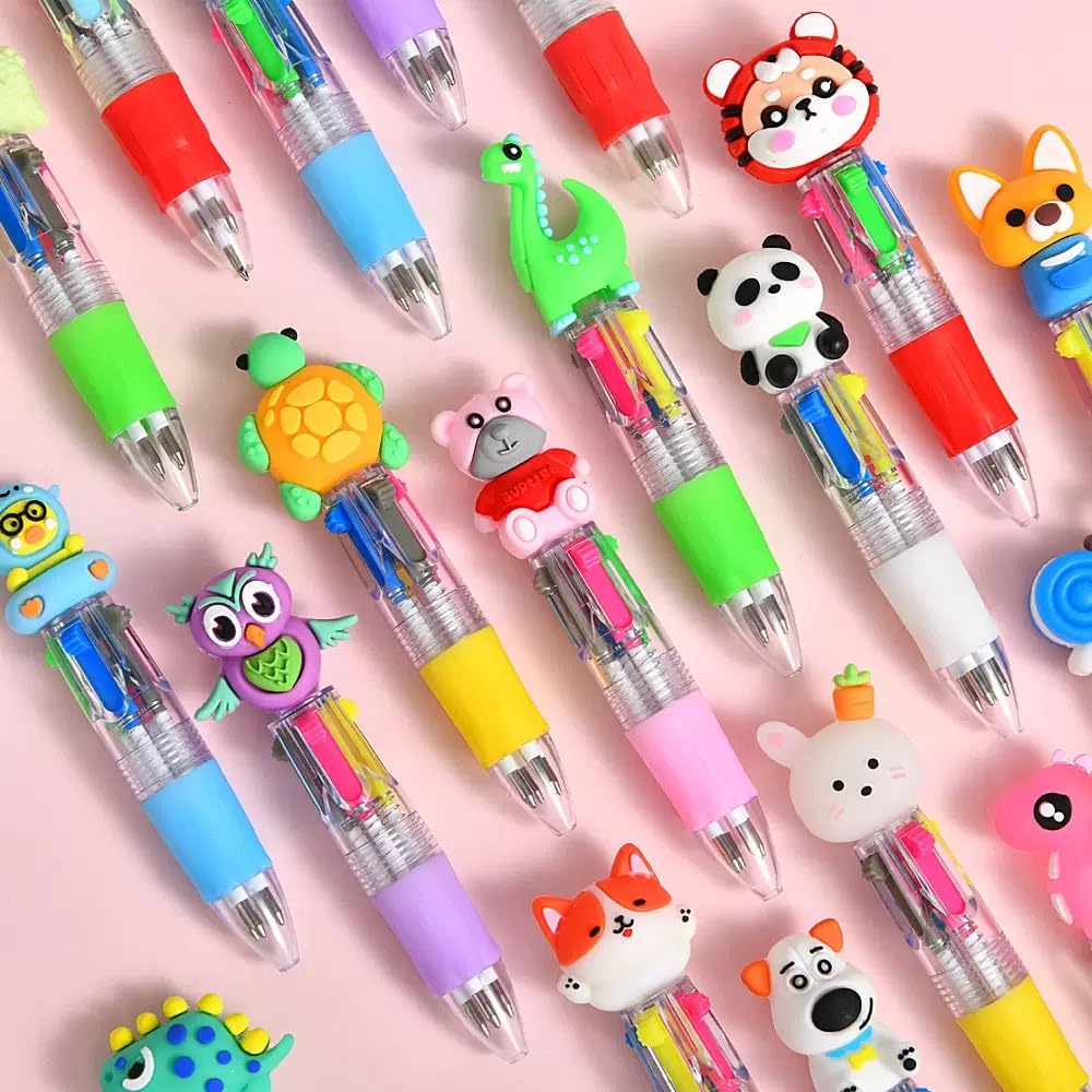 30 Pack Cute Multicolor Pens | Kawaii 4-in-1 Colors Ballpoint Pens for School Office, Classroom Prizes - Perfect Party Favors,Fun Writing Gifts for Students, Colleagues, Artists