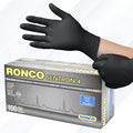 Black Disposable Nitrile Gloves, Small, Heavy Duty, Powder-Free, Industrial Grade, 4 MIL Thickness, Texture, Ronco Sentron4 (Small) 100 Gloves