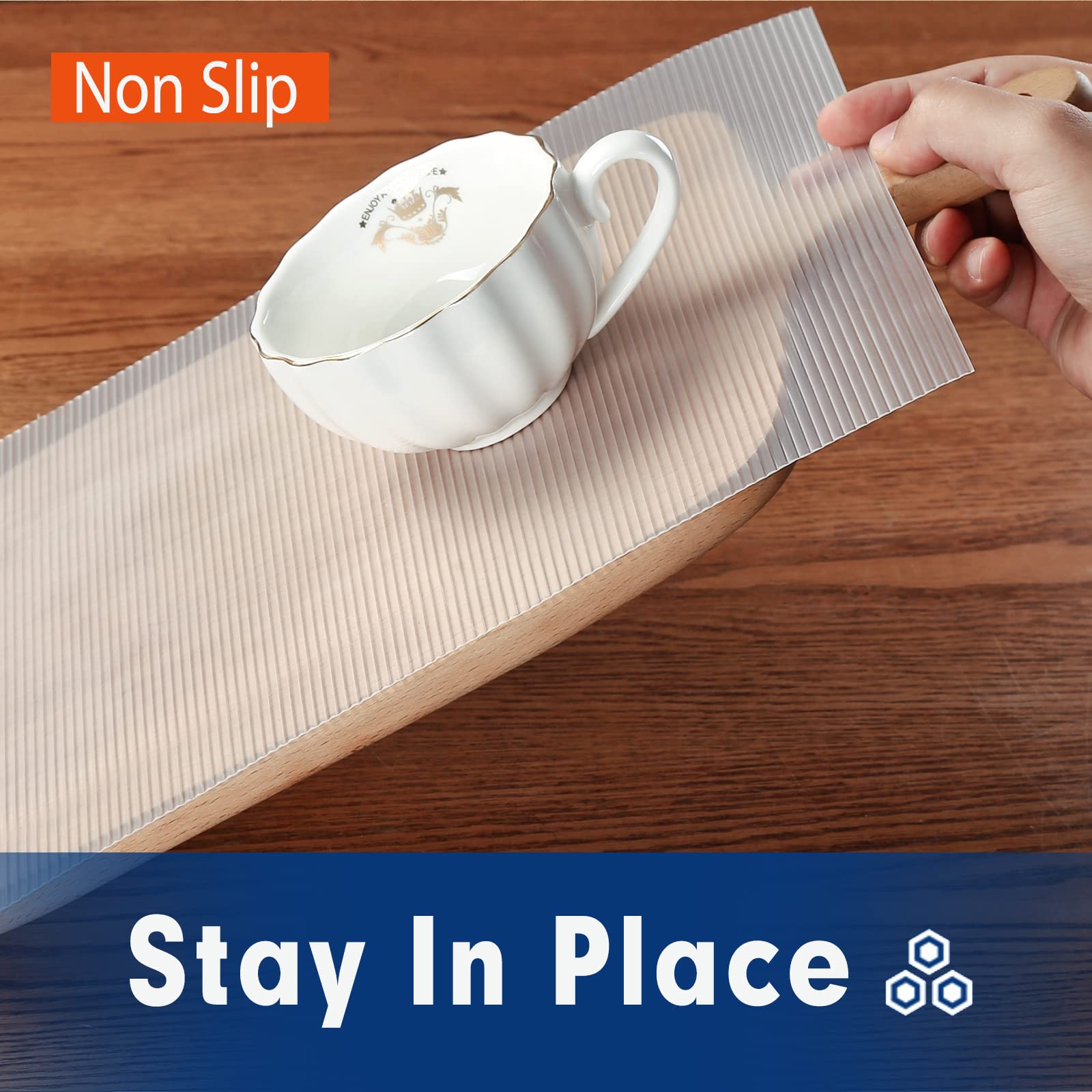 Shelf Liner, Drawer Liner, 12 Inches x 20 FT Cabinet Liner for Kitchen Cabinets Non-Adhesive Shelf Liners, Waterproof Shelf Paper with Non-Slip, Durable Liners, Clear