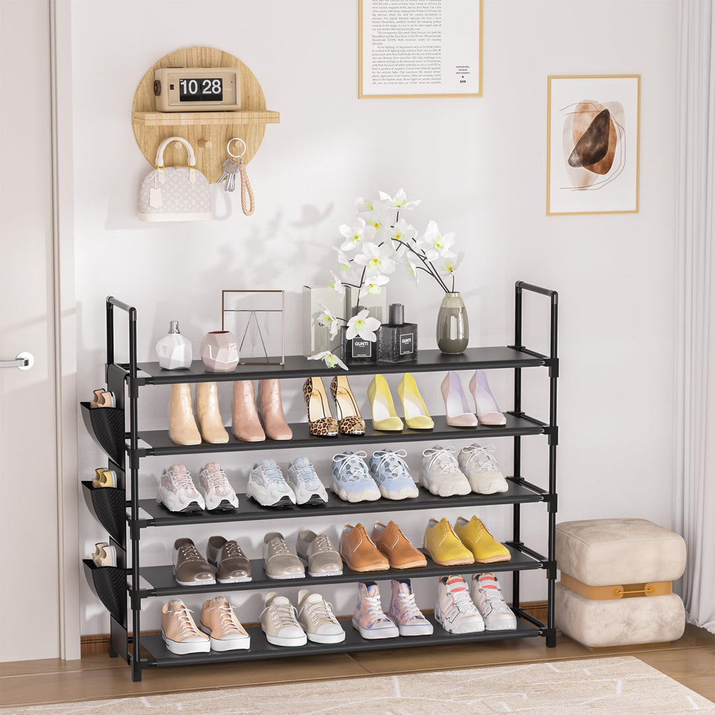 Shoe Rack 5 Tier Shoe Organizer Shoe Storage 20-25 Pairs for Closet Entryway Shoes Holder Space Saving Tall Shoes Shelf for Bedroom Garage Door