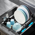 GSlife in Sink Dish Drying Rack - Stainless Steel Capacity Expandable Over The Sink Dish Drainer with Lock Knob and Utensil Holder for Kitchen Sink, 27.4-45.5 L x 32.5 W x 14.5 H cm, Silver