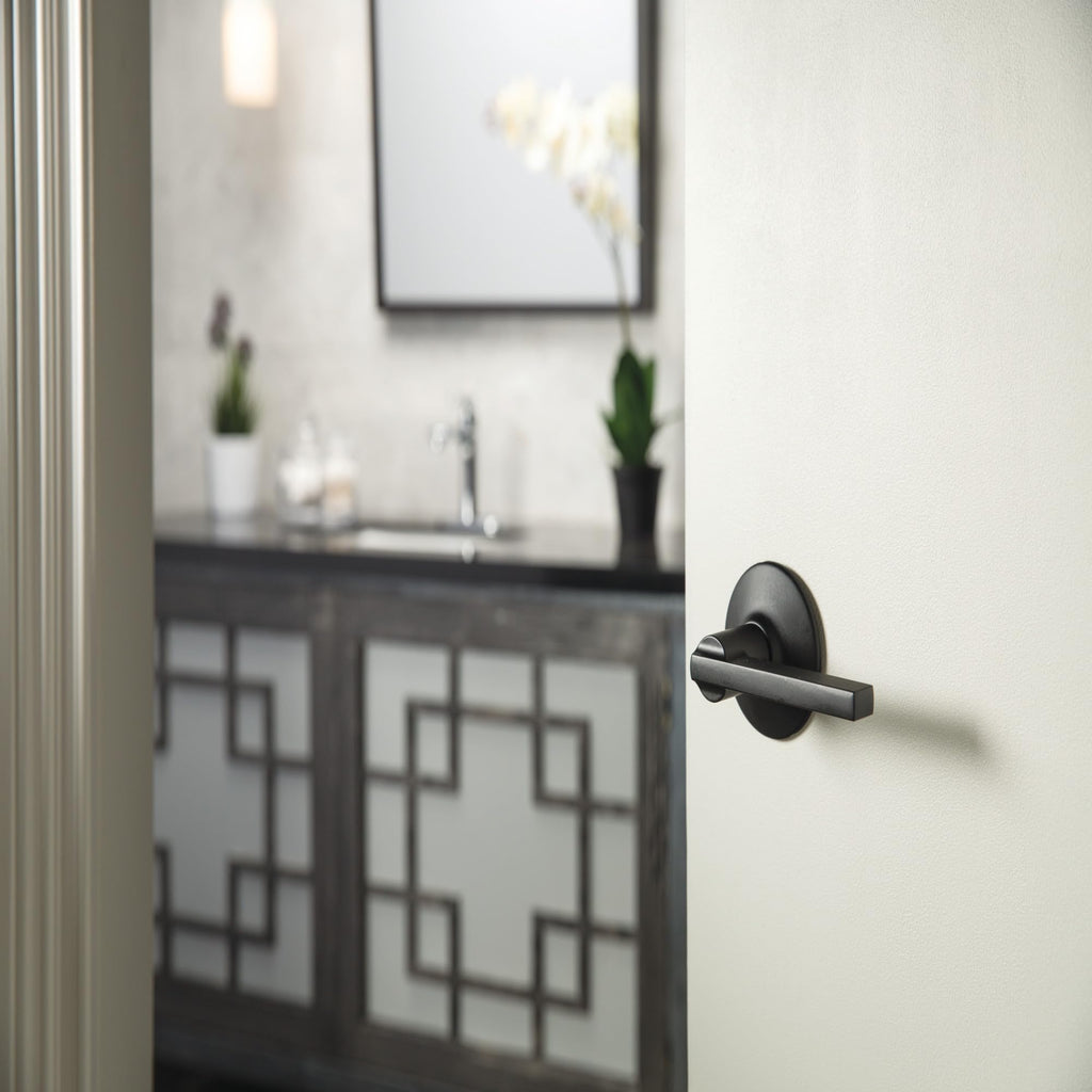 Schlage F170 LAT 622 Latitude Door Lever with Standard Trim, One-Sided Non-Turning Dummy Handle, Matte Black