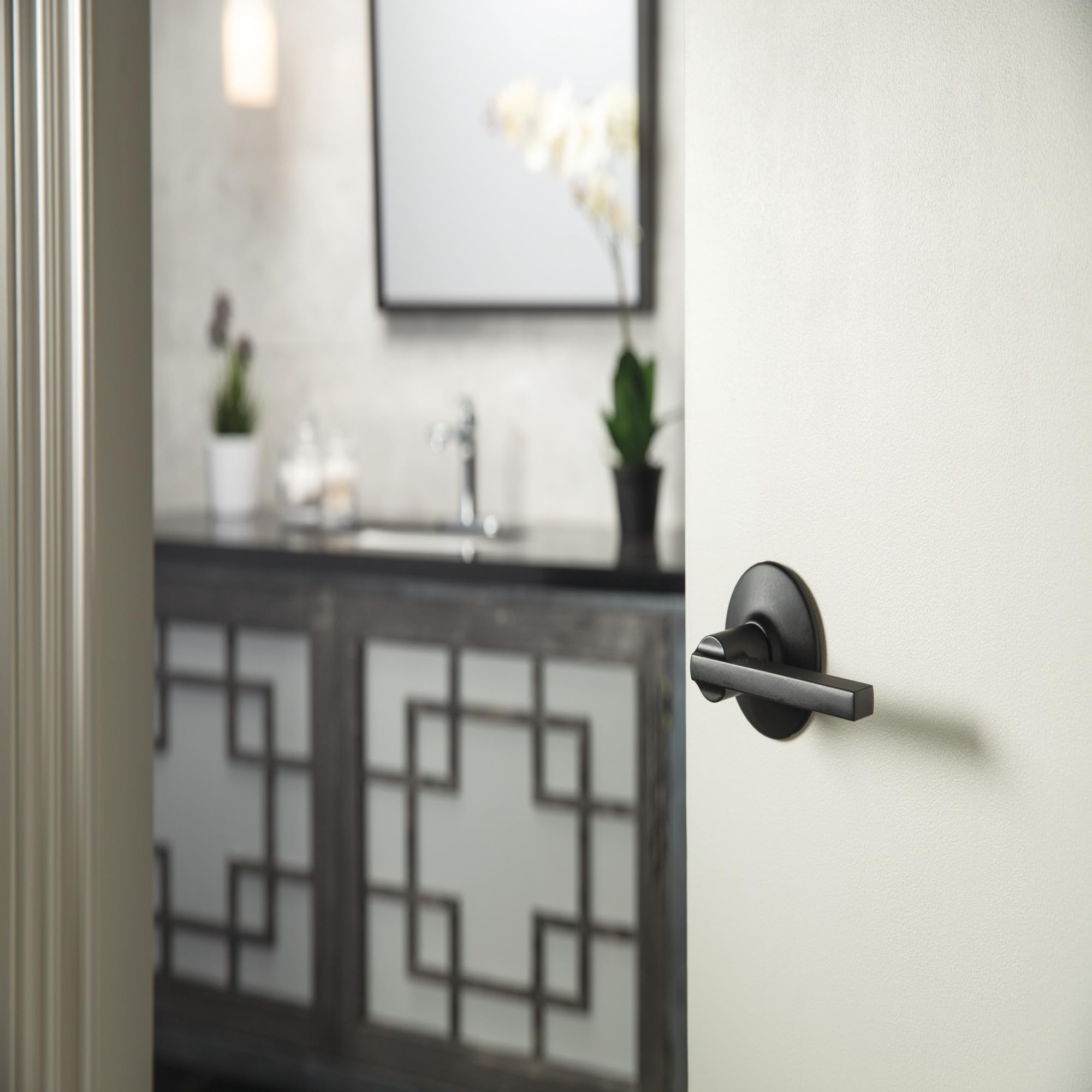 Schlage F170 LAT 622 Latitude Door Lever with Standard Trim, One-Sided Non-Turning Dummy Handle, Matte Black