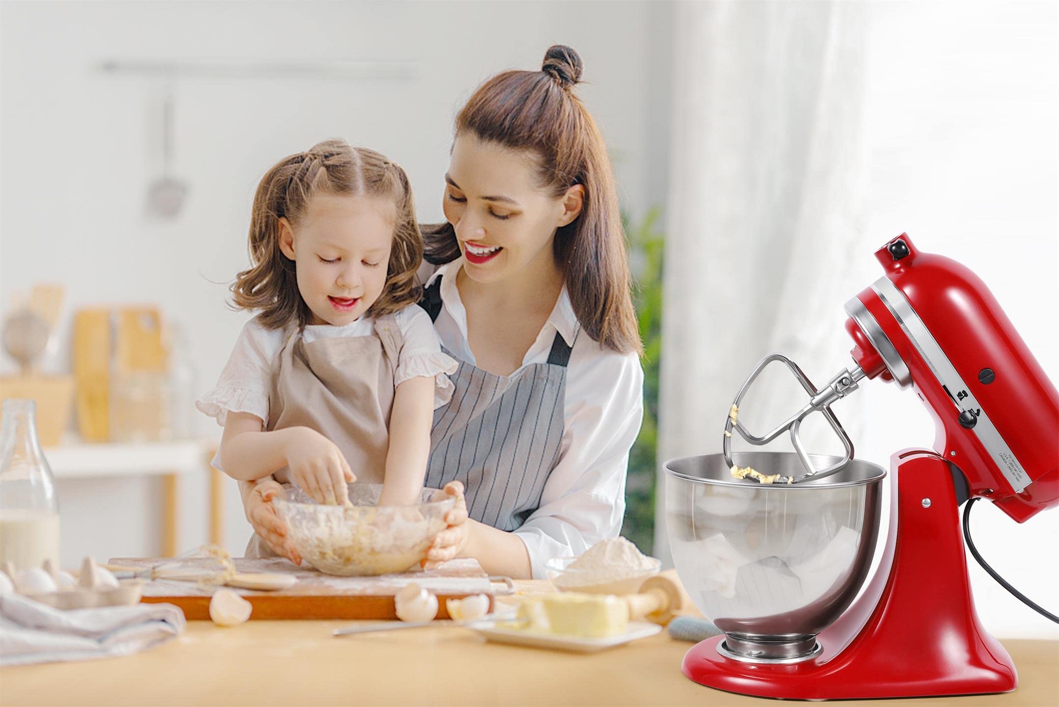 FavorKit Stainless Steel Flat Beater for KitchenAid Tilt-head & 4.5-5 Qt Mixers,Pastry Mixing Paddle Attachment -Dishwasher Safe