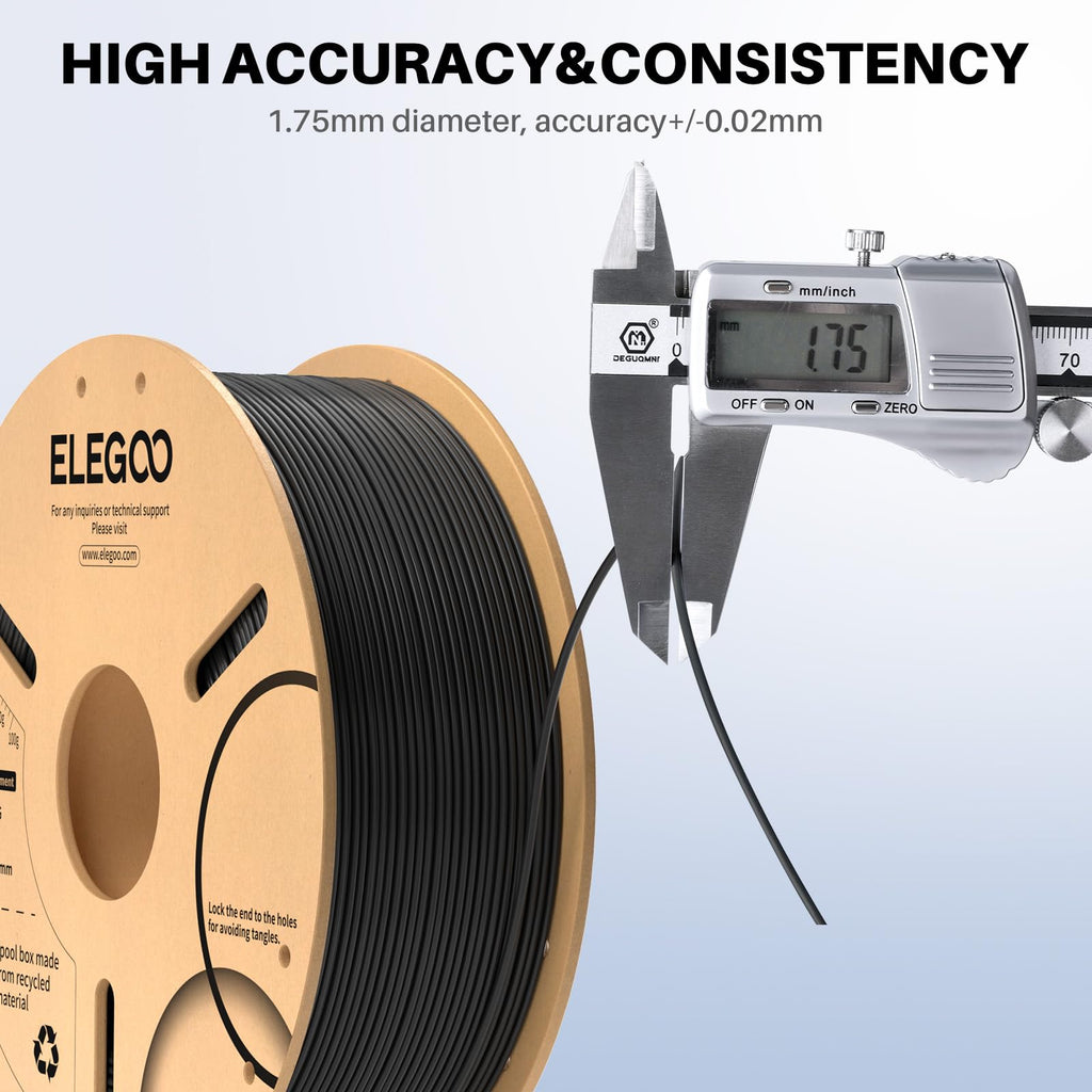 ELEGOO PLA+ Filament 1.75mm Black 1KG, PLA Plus 3D Printer Filament, Dimensional Accuracy +/- 0.02 mm, Tough & High Strength, Fit for Most FDM Printers(1KG/Spool, 2.2 lbs)
