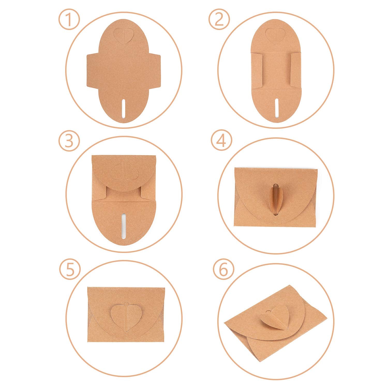 Hedume 200 Pack Gift Card Envelopes, Cute Mini Envelopes, Kraft Small Seed Envelopes with Heart Shaped Clasp for Gift Cards and Business Cards (4.1" x 3")