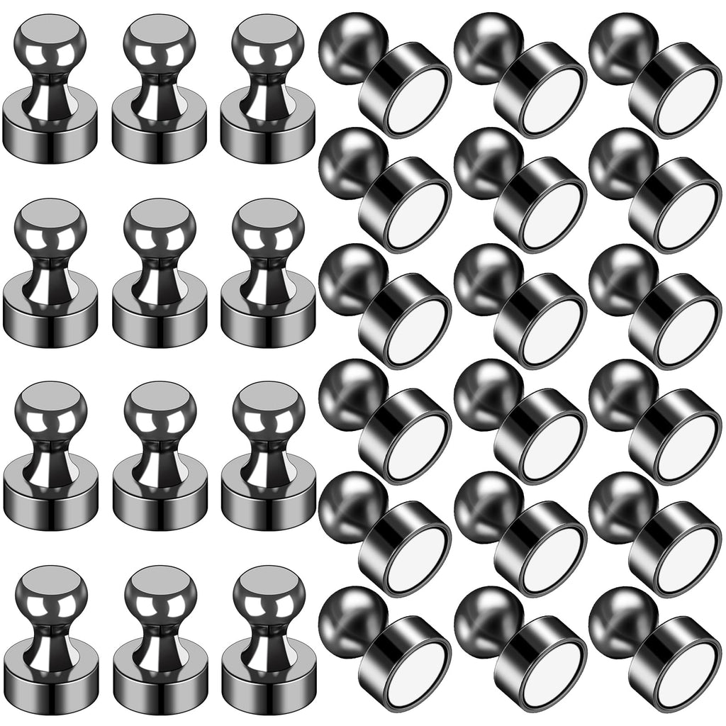 LOVIMAG 30Pcs Black Refrigerator Magnets Fridge Magnets,Small and Dainty Magnets, Metal Magnets for Fridge, Whiteboard, Office, Classroom, Map, Kitchen