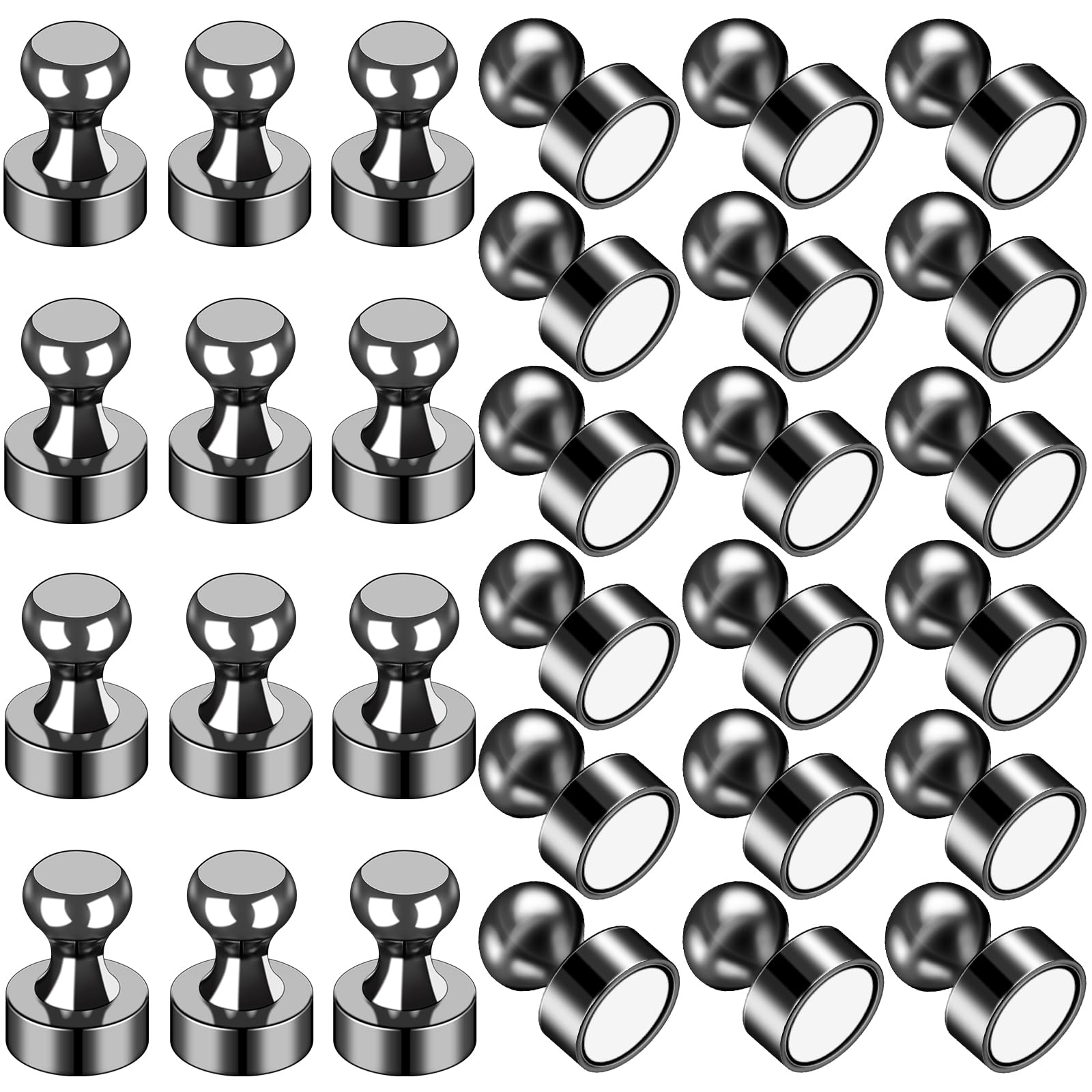 LOVIMAG 30Pcs Black Refrigerator Magnets Fridge Magnets,Small and Dainty Magnets, Metal Magnets for Fridge, Whiteboard, Office, Classroom, Map, Kitchen