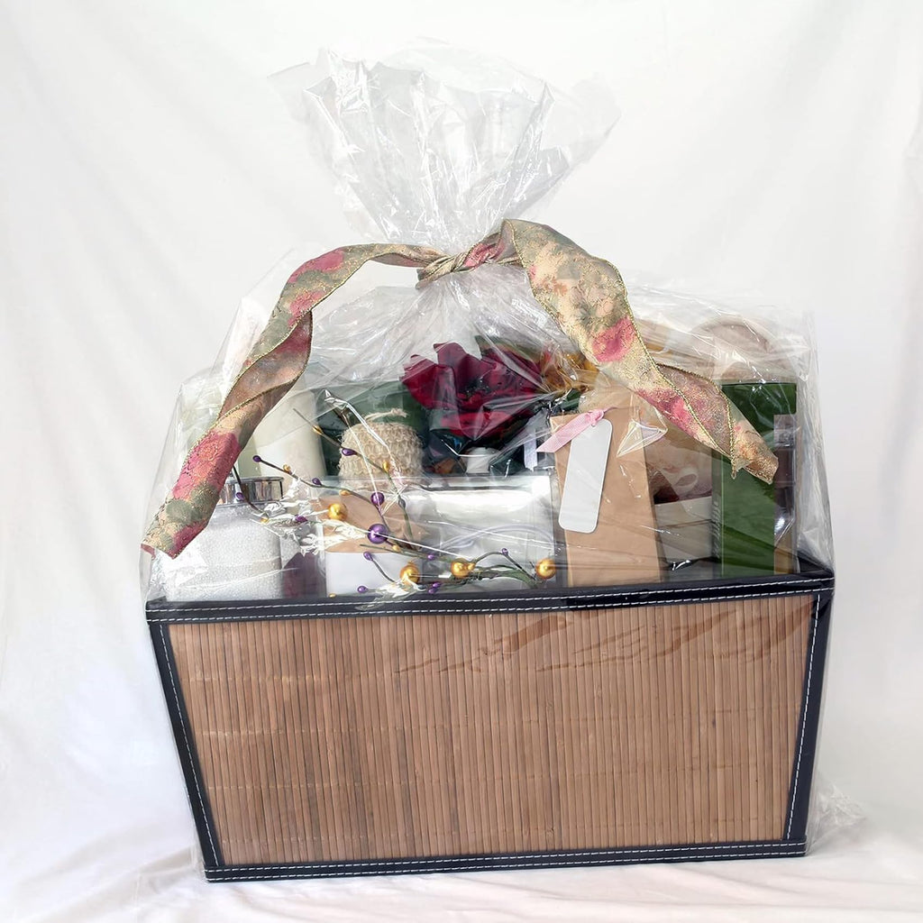 Extra Large Easter Cellophane Bags, 40x50 Inch Clear Cellophane Wrap for Gift Baskets, 10Pcs Jumbo Huge Clear Basket Bags (Ribbon Not Included)