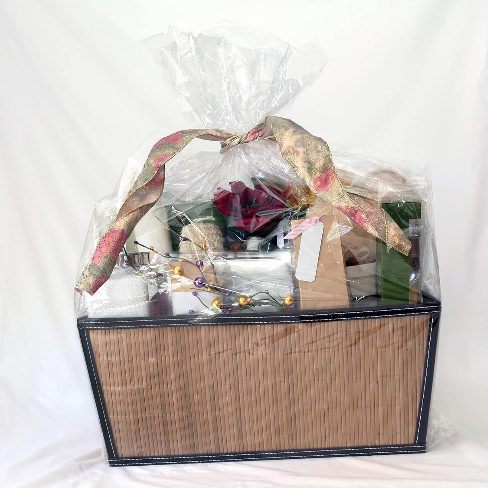 Extra Large Easter Cellophane Bags, 40x50 Inch Clear Cellophane Wrap for Gift Baskets, 10Pcs Jumbo Huge Clear Basket Bags (Ribbon Not Included)