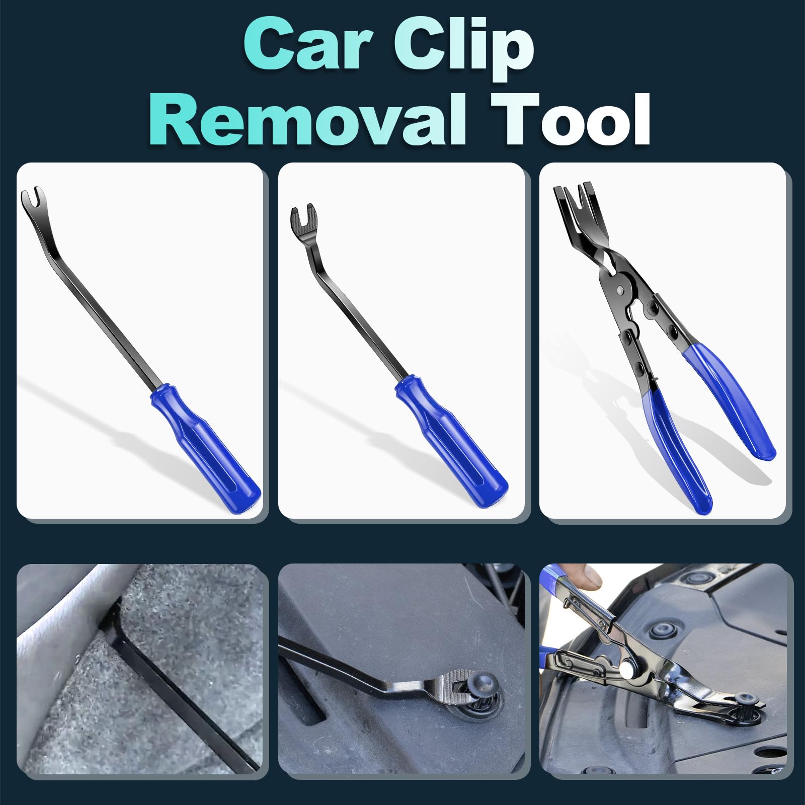 KEZE 7 Pcs Auto Clip Pliers Set and Fastener Remover,Car Trim Rivet Removal Pry Tool Repair Kit with Storage Bag for Automotive Door Panel,Upholstery,Plastic Fasteners