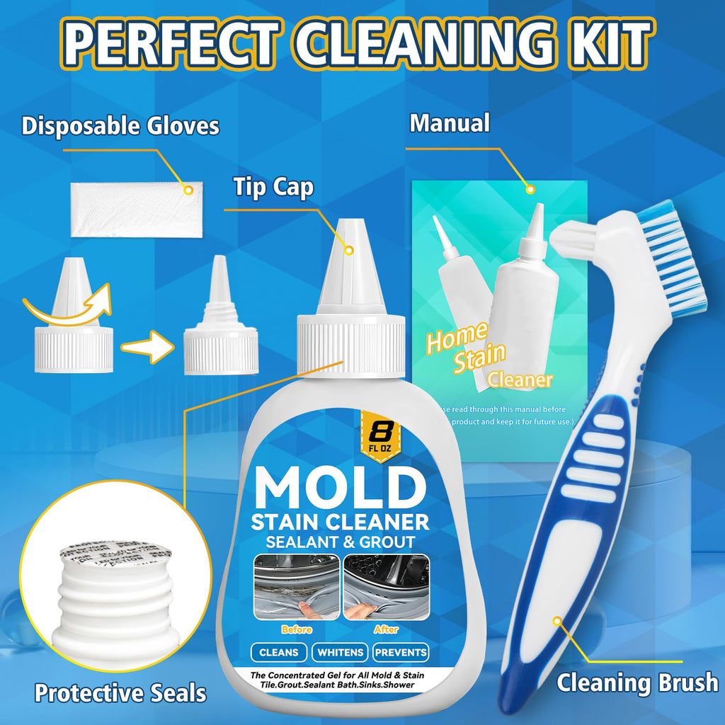 HouseMold Stain Remover Gel, Washing Machine Cleaner with Brush, Stain Remover for Washing Machine, Refrigerator, Shower (220.01 g)