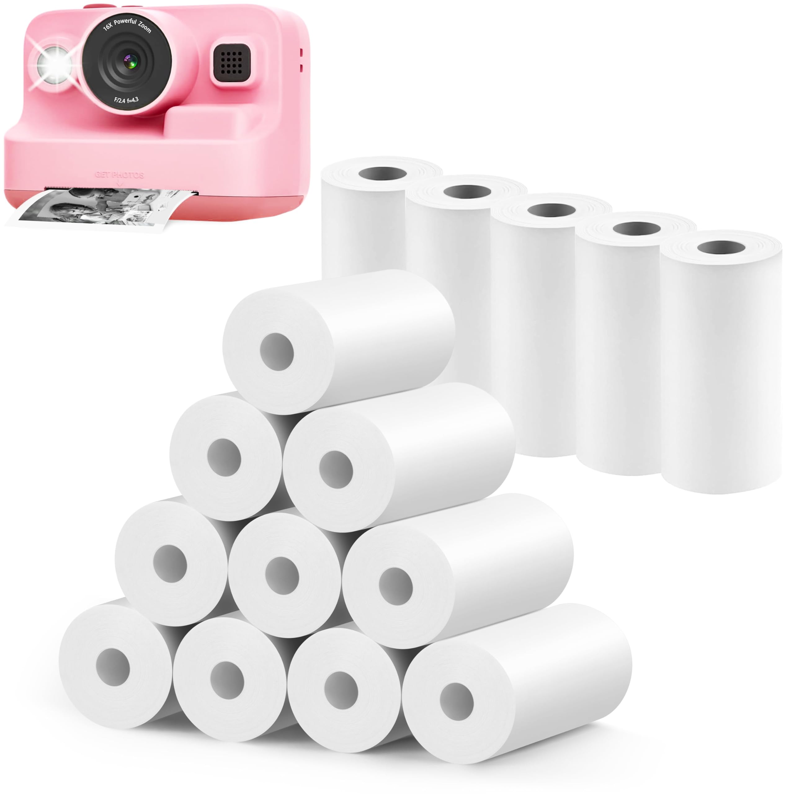15 Rolls Instant Camera Refill Print Paper, HD Print Camera Paper Refill for Most Kids Instant Camera, Compatible with ESOXOFFORE/Dylanto/DUDUDRAGON/Cimizi Instant Camera, BPS/BPA-Free