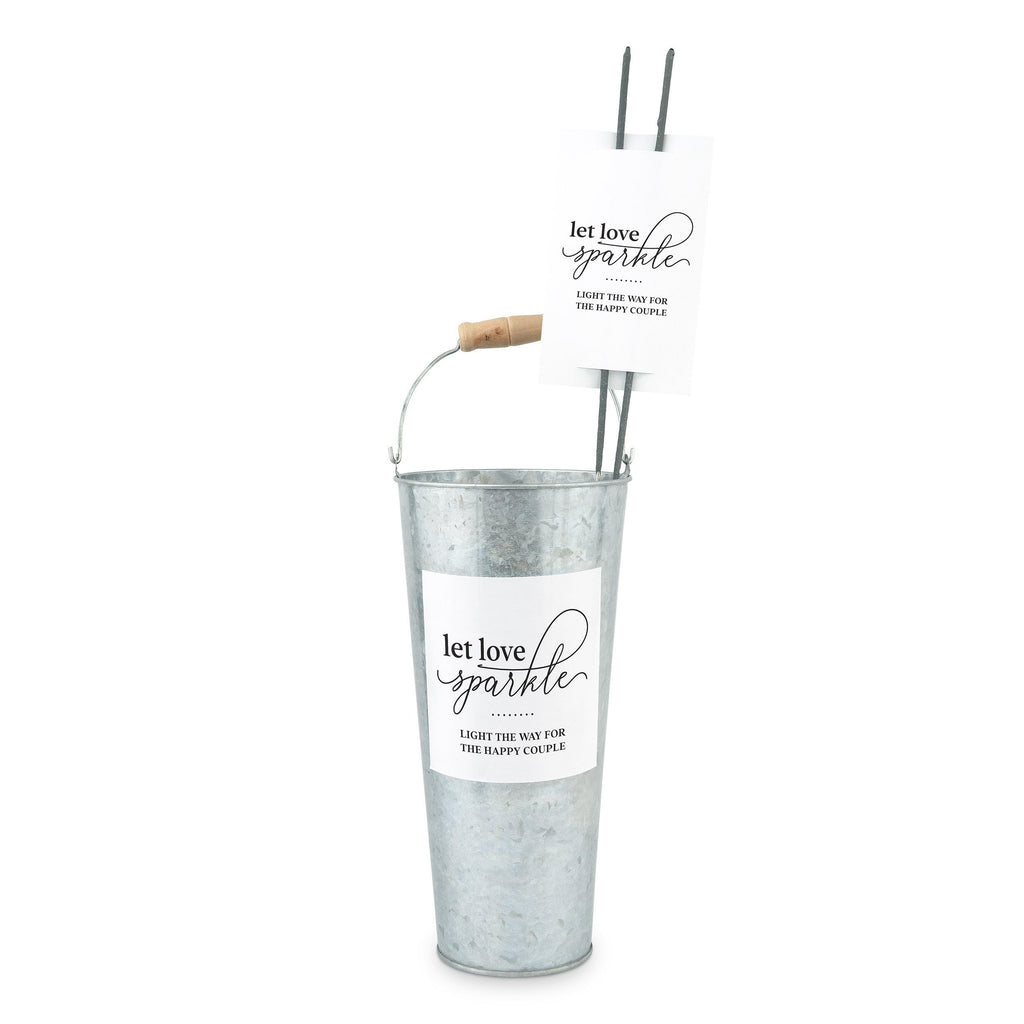 Weddingstar Wedding Sparkler Send-Off Kit with Galvanized Tin Bucket | 2 Stickers and 20 Tags - Let Love Sparkle